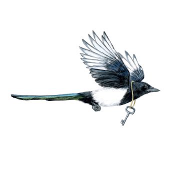 Magpie Lock & Key I Print
