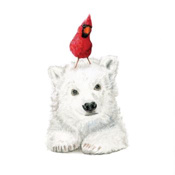 Polar Bear and Cardinal Print