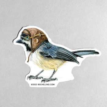 Aviator Chickadee Sticker