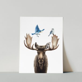 Moose and Bluebird Print